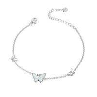 wholesale TOUPOP Sterling Silver Butterfly Bracelet Anklet Created Opal Butterfly Jewelry Gifts For Women Birthday Christmas Day Gifts -style_name:2-White Anklet