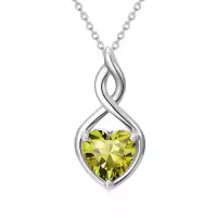 TOUPOP Sterling Silver Birthstone Infinity Heart Pendant Necklace-color_name:08-August-Peridot