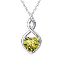 wholesale Infinity Birthstone Necklace 925 Sterling Silver Heart Love Infinity Pendant Fine Jewelry Birthday Christmas Gifts For Women Girlfriend Wife -color_name:08-August-Peridot