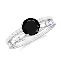 TOUPOP Sterling Silver Black Onyx Moissanite Agate Wedding Ring Set-style_name:B Black Onyx Moissanite Ring