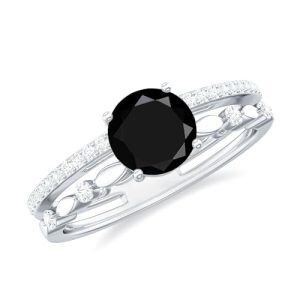 B Black Onyx Moissanite Ring