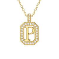 TOUPOP 14K Gold Moissanite Initial Letter Pendant Necklace-style_name:P