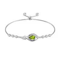TOUPOP Sterling Silver Birthstone Bracelet Infinity Love Jewelry for Women-color_name:08-August-Peridot