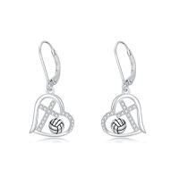 wholesale Sports Earrings For Women 925 Sterling Silver Cross Football/golf/soccer/volleyball/softball Earrings Sports Jewelry Birthday Christmas Gifts For Daughter -style_name:Volleyball