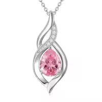 TOUPOP 925 Sterling Silver Teardrop Birthstone Infinity Necklace-color_name:10-October-Pink Tourmaline