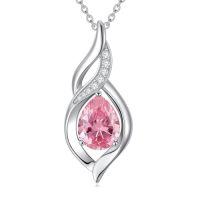 wholesale Birthstone Necklace For Women Infinity Necklaces 925 Sterling Silver Teardrop Love Birthday Jewelry Christmas Gifts For Women Mom Wife Girlfriend -color_name:10-October-Pink Tourmaline