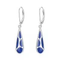TOUPOP 925 Sterling Silver Gemstone Dangle Leverback Earrings-style_name:Lapis Lazuli