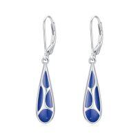 wholesale Teardrop Earrings For Women 925 Sterling Silver Gemstones Dangle Leverback Earring Jewelry Birthday Christmas Gifts For Women Her -style_name:Lapis Lazuli