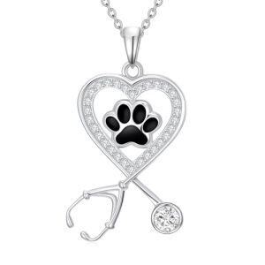 Paw Print Heart Necklace