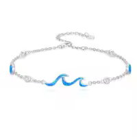 TOUPOP Sterling Silver Beaded Celtic Infinity Butterfly Anklet-style_name:Wave Anklet