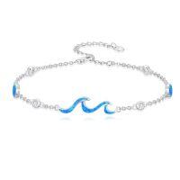 wholesale TOUPOP Womens Anklet 925 Sterling Silver Beaded Celtic Infinity Butterfly Anklet Bracelet Dainty Ankle Adjustable 11" Ankle Jewelry Gifts For Women Summer Beach Birthday Graduation Holiday Gift -style_name:Wave Anklet