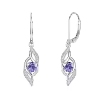 TOUPOP Sterling Silver Infinity Birthstone Earrings for Women-color_name:06-Jun.-Alexandrite