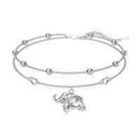 wholesale Ankle Bracelets For Women 925 Sterling Silver Layered Sea Turtles/elephant/wave/cross Anklet Summer Ocean Beach Jewelry Christmas Gifts For Women -style_name:2-Elephant