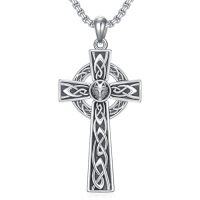wholesale TOUPOP Sterling Silver Necklace For Men Gothic Star Of David Cross Wolf Necklace Jewelry Christmas Birthday Gifts For Men Boyfriend Father Son -style_name:Celtic Cross Wolf