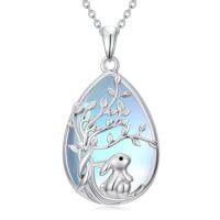 wholesale Bunny/mama Bear/koala/sloth/fox Necklace For Women Sterling Silver Teardrop Moonstone Tree Of Life Pendant Necklaces Jewelry Christmas Gifts For Women Mom Her -style_name:Rabbit