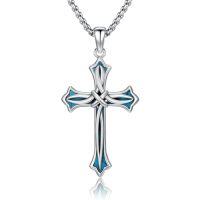 wholesale Cross Necklace For Men Women 925 Sterling Silver Celtic/crucifix/nail/fish Hook Cross Pendant With Stainless Steel Chain Faith Jewelry Gift For Father Son Brother Husband -color_name:A04-Celtic Cross Turquoise