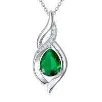 wholesale Birthstone Necklace For Women Infinity Necklaces 925 Sterling Silver Teardrop Love Birthday Jewelry Christmas Gifts For Women Mom Wife Girlfriend -color_name:05-May-Emerald