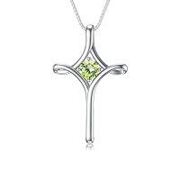 wholesale TOUPOP Cross Necklace For Women 925 Sterling Silver Birthstone Cross Pendant Fine Jewelry Anniversary Birthday Christmas Gifts For Her Mom Wife Girlfriend -color_name:08-Peridot-August