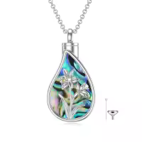 TOUPOP Sterling Silver 12 Month Birth Flower Cremation Urn Necklace-style_name:3-March
