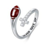 wholesale TOUPOP Christmas Birthday Gifts For Sports Fans Football/baseball/basketball/volleyball Rings Game Day Jewelry Accessories For Women -style_name:Football Ring
