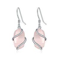 wholesale Earrings For Women 925 Sterling Silver Dainty Gemstone Dangle Drop Earrings Fine Jewelry Birthday Christmas Gifts For Women Her Mom -color_name:Dangle-Rose Quartz