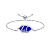 wholesale Bracelet For Women 925 Sterling Silver Hexagon Gemstone Link Bracelet Fine Jewelry Birthday Christmas Gifts For Women Her -color_name:Sapphire