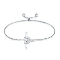 wholesale TOUPOP Birthstone Cross Bracelet For Women 925 Sterling Silver Cross Heart Bracelet Fine Jewelry Birthday Christmas Gifts For Her Girlfriend -color_name:04-Synthetic Diamond-Apr.