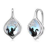 wholesale TOUPOPtree Of Life/cat/dragonfly/infinity Dangle Earrings For Women Sterling Silver Moonstone Leverback Earrings Gifts For Women Birthday -style_name:2-Cat