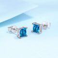 wholesale 925 Sterling Silver Cubic Zirconia 7mm Princess Cut Birthstone Earrings for Women-0-3