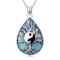 wholesale TOUPOP Christmas Gifts Tree Of Life Nekclace 925 Sterling Silver Turquoise Mustard Seed Necklace For Women Xmas Birthday Gift For Her -style_name:Yin Yang