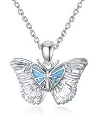 wholesale TOUPOP Butterfly Necklace Sterling Silver Created Opal Butterfly Jewelry Butterfly Gifts For Women Girlfriend Birthday -style_name:4-Heart Opal Butterfly