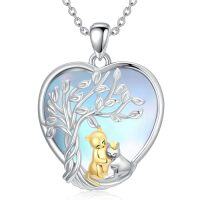 wholesale TOUPOP Cat Gifts For Women S925 Sterling Silver 1-3 Cats Necklace Crysal Pendant, Christmas Gifts For Women Mom Grandma Wife -style_name:moonstone two cats