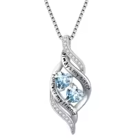 TOUPOP Sterling Silver Birthstone Infinity Necklace Always My Sister Forever My Friend-color_name:03-March-Aquamarine