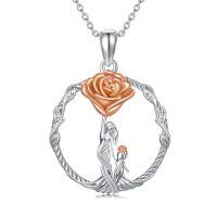 wholesale TOUPOP Christmas Gifts For Mom 925 Sterling Silver Mother And Daughter/son Necklace Rose Flower Crystal Jewelry Birthday Gifts For Women Wife Grandma -style_name:Silver-Mother 1 Children