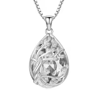TOUPOP Sterling Silver Crystal Tree Of Life Birthstone Necklace Family Pendant Gift-color_name:Tedardrop-04-April-Synthetic Diamond