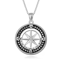 TOUPOP Sterling Silver & Stone Necklace Pendant Gift for Women-style_name:3-Compass Necklace