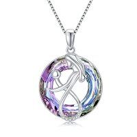wholesale TOUPOP Mothers Day Gifts For Mom Mother Of 1 To 3 Daughter/son Necklace Sterling Silver Family Pendant Necklaces With Crystal Jewelry Birthday Gifts For Women -style_name:2-Mother of 1