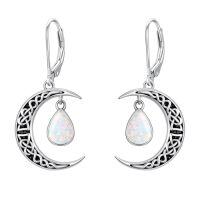 wholesale Celtic Moon Earrings 925 Sterling Silver Vintage Crescent Earrings Witch Jewelry Gifts For Women -color_name:Opal