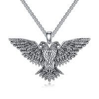 wholesale 925 Sterling Silver Lion/owl/eagle/wolf Necklace Pendant For Men Jewelry Christmas Gifts For Men -style_name:F001-Double Head Eagle