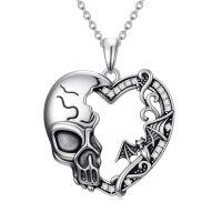wholesale Skull Necklace For Women 925 Sterling Silver Heart Skeleton Necklace Rose/hand/bat/rib Cage Pendant Goth Gothic Jewelry Halloween Christmas Gifts For Women -style_name:Bat