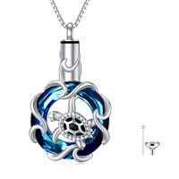 wholesale TOUPOP Sea Turtle Necklace For Women Sterling Silver Ocean Theme Crystal Pendant Jewelry Summer Beach Gifts For Marine Animal Lovers -style_name:5-Sea Turtle-Blue Crystal-Urn
