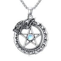 wholesale S925 Sterling Silver Necklace For Men Dragon/cross/st Christopher Jewelry Gifts For Women Her -style_name:04-Pentagram-Dragon