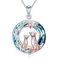 wholesale TOUPOP Annimal Necklace For Women 925 Sterling Silver Crystal Pendant Jewelry Christmas Anniversary Birthday Gifts For Her -style_name:1-Fox