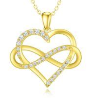 TOUPOP 14k Solid Gold Infinity Heart Necklace For Women Real Gold Jewelry Birthday Christmas Gifts For Her Girlfriend Mom Wife 18 Inches-style_name:D-Inifinity Heart