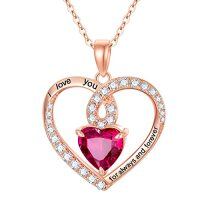 wholesale TOUPOP Jewelry For Women Sterling Silver Forever Love Heart Birthstone Pendant Necklaces For Women Her Girls Jewelry Mothers Day Birthday Gifts -color_name:Rose Gold-07-Jul