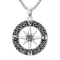 TOUPOP 925 Sterling Silver Celtic Knot Compass Necklace For Men-style_name:2-Compass