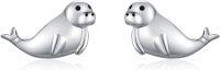 wholesale 925 Sterling Silver Seal Stud Earrings Sea Animal Jewelry for Women Girls Gift 48x36mm-Manatee