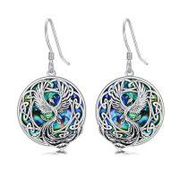 wholesale Potop Phoenix Earrings 925 Sterling Silver Celtic Dangle Earrings Abalone/black Agate Phoenix Rising Jewelry Christmas Gifts For Women Mom Sister Wife Girlfriend Nana Grandma -style_name:B-Abalone