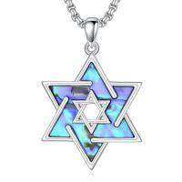 wholesale Star Of David Necklace S925 Star Of David Necklace With Cross Jewish Jewelry Gifts For Christmas Birthday -style_name:A Star of David Abalone shell