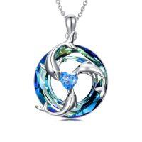 wholesale Crystal Ocean Necklace S925 Sterling Silver Ocean Beach Theme Jewelry Gifts -style_name:3 Dolphin